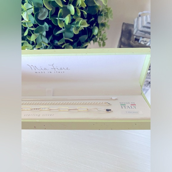 Mia Fiore Sterling Silver Link Rope Chain Bracelet Set of 3 Brand New - Picture 5 of 7